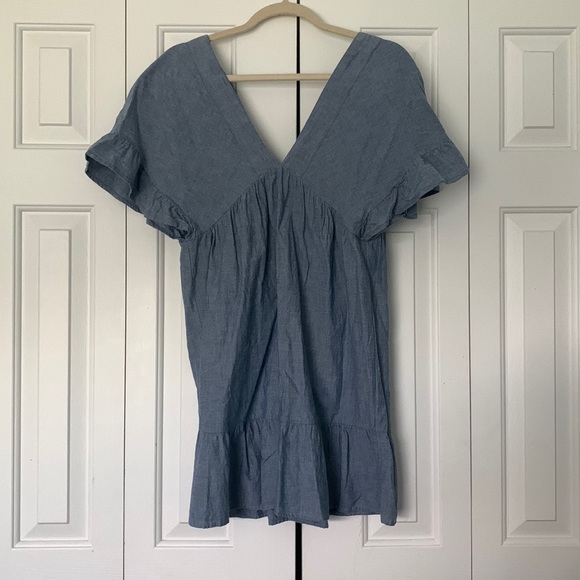 Chambray V-Neck V-Back Babydoll Dress - ASOS DESIGN - Picture 4 of 6